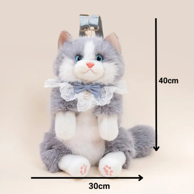 Plush Tuxedo Cat Backpack – Cute Bag for Cat Fans Daily Companion