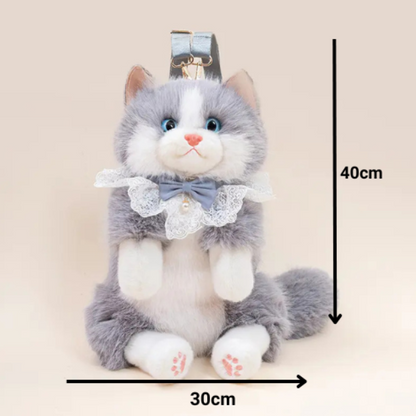 Plush Tuxedo Cat Backpack – Cute Bag for Cat Fans Daily Companion