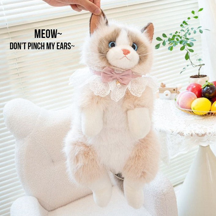 Plush Tuxedo Cat Backpack – Cute Bag for Cat Fans Daily Companion