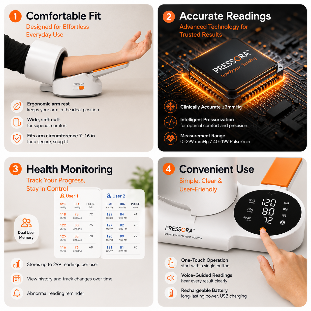 Pressora - Arm Tube Smart Blood Pressure Monitor