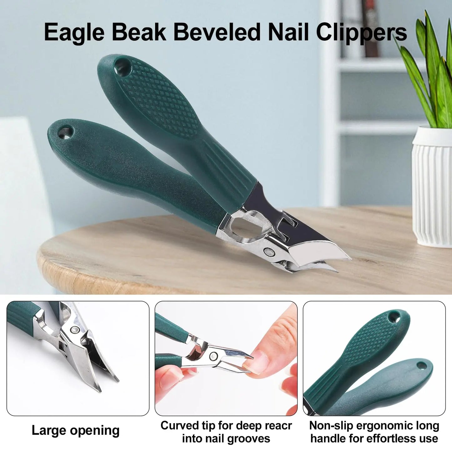 Eagle Beak Slanted Nail Clipper 3-Piece Set for Thick Nails