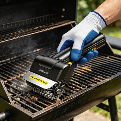 Rechargeable Electric Grill Brush Set - BBQ Cleaning Tool with Roller Heads, Gloves & USB Cable