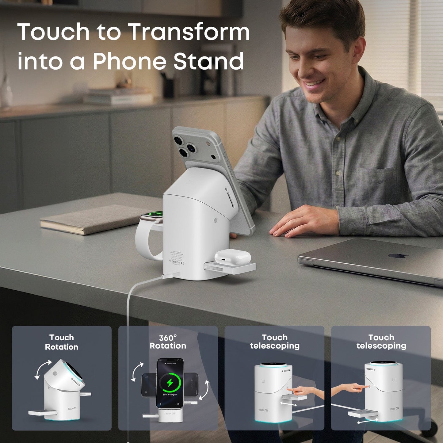🔥3-in-1 Foldable Magnetic Wireless Charging Station for apple watch/airpods/iPhone/Samsung