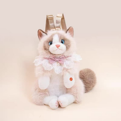 Plush Tuxedo Cat Backpack – Cute Bag for Cat Fans Daily Companion