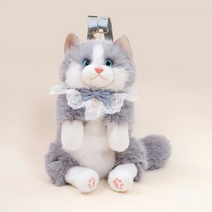 Plush Tuxedo Cat Backpack – Cute Bag for Cat Fans Daily Companion