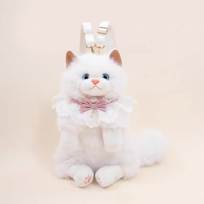 Plush Tuxedo Cat Backpack – Cute Bag for Cat Fans Daily Companion